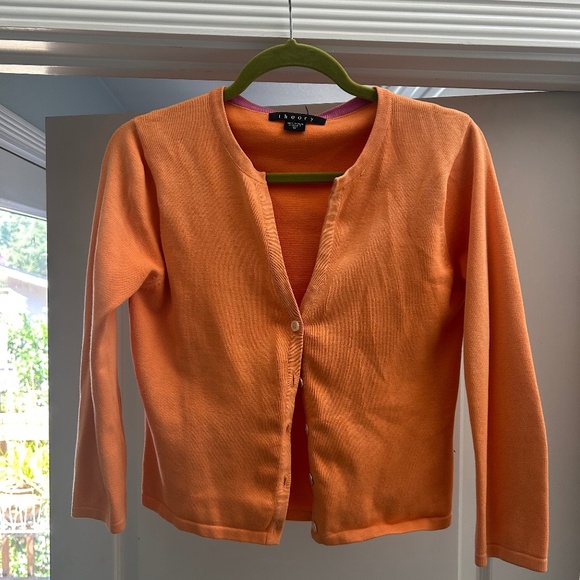 Theory Sweaters - Theory orange cotton cardigan size medium (small)